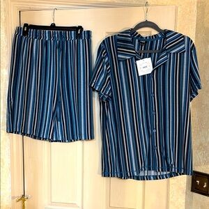Striped Blue and White Mens Pajamas S